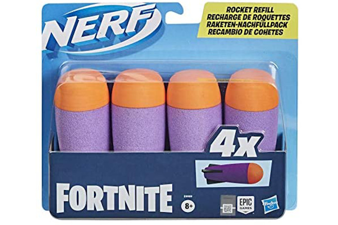 Misiles cohetes coetes Nerf Fortnite fornite lilas morados y naranja